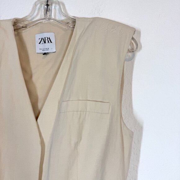 Zara Linen Blend Mini Vest Dress Cream Small - Picture 11 of 16